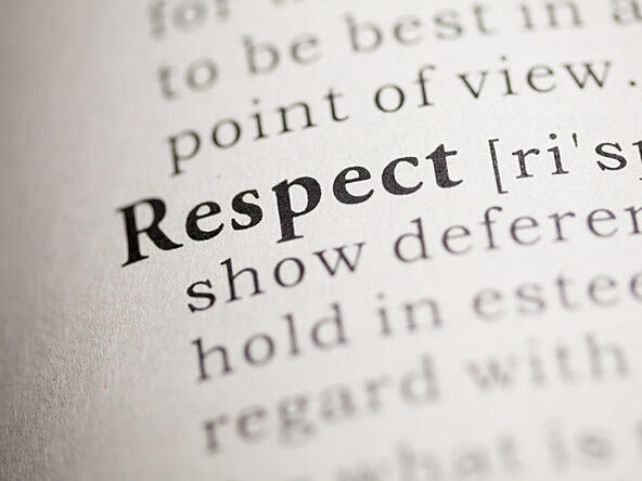 close-up of dictionary definition of 'respect'